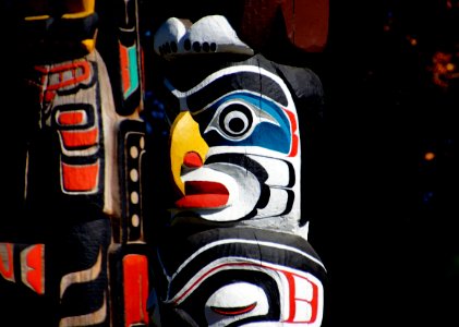 Totem poles Stanley Park Vancouver. photo