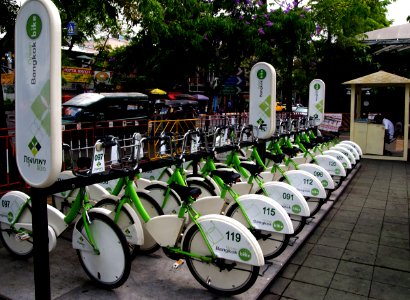 Cycles for hire.Bangkok. photo