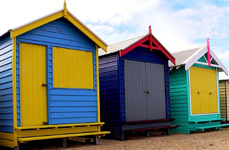 Bathing Boxes. Port Phillip Bay. Aust. photo