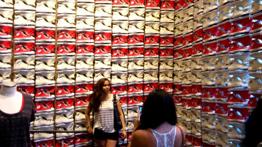 Part of the US flag in the Converse store