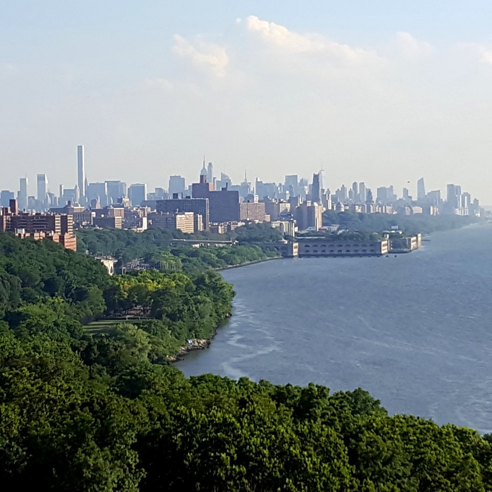 Manhattan view from Washington bridge on bike ride to Fort Lee