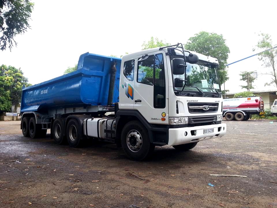 Daewoo tractor dump truck , trailer tipper truck , xe đầu kéo daewoo , rơmoóc ben