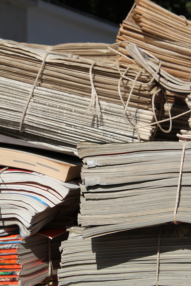 Paper pile waste throw away