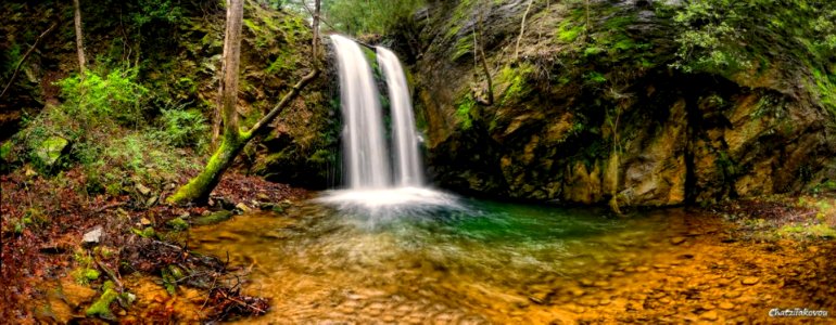 Double waterfalls in Moschoyiannides, Ampelos mountain
