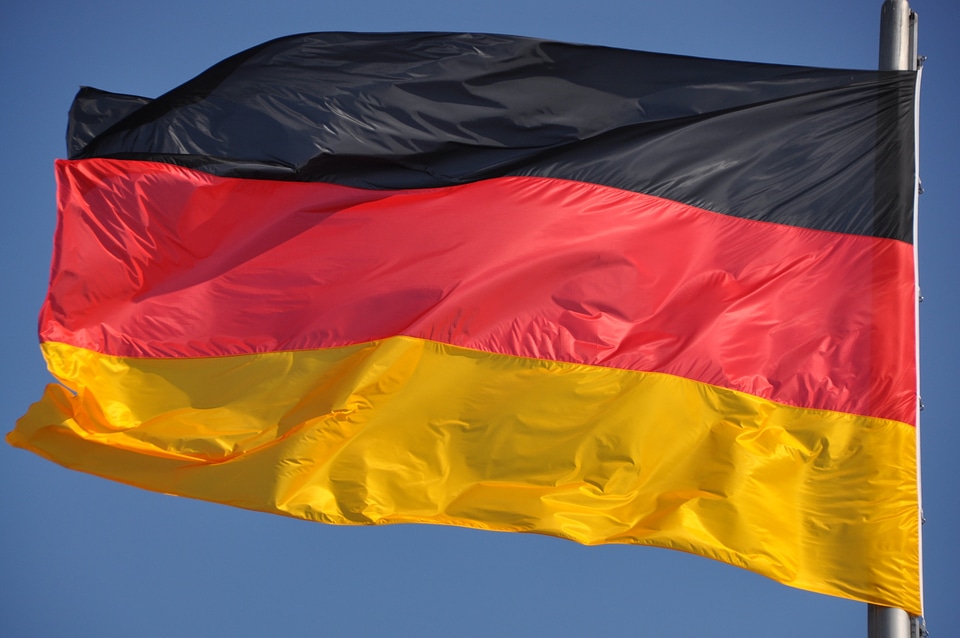 German flag black red gold flutter