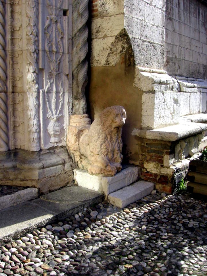 Weathered Lion Brescia Church, Italy