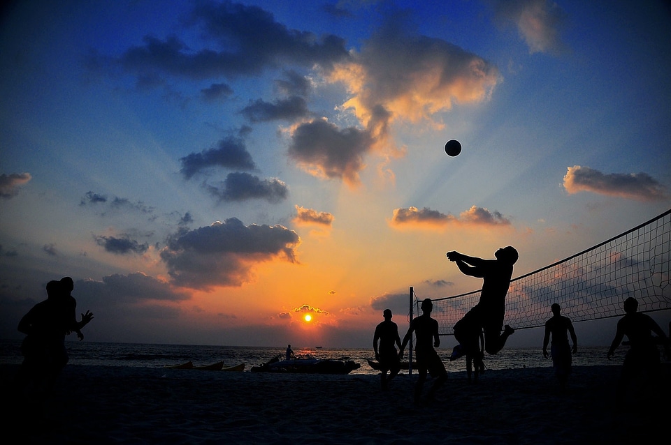 Sunset silhouettes leisure