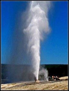 Beehive Geyser Blows off Steam, Yellowstone National Park photo