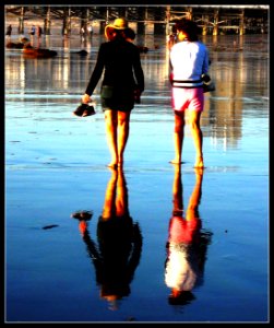 Women Walking the Beach, Barefoot Strollers, San Diego, Califoria