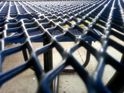 Blue metal picnic table top