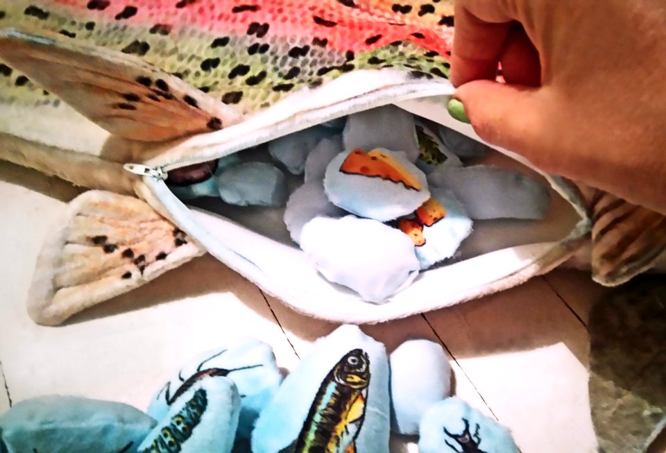 trout plush zipper belly