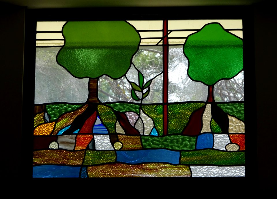 Urrbrae. One of 18 stained glass windows in the cafe at the Waite Campus of the University of Adelaide. Tree science. All images reflect agriculture and the work of the Waite Institute.