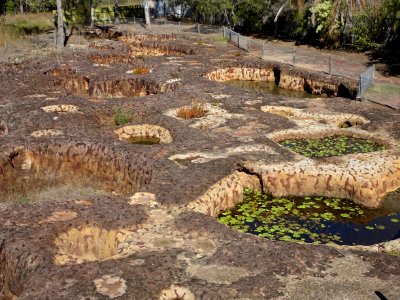South Kolan. The mystery craters that no one can explain. Sandstone and ochre.35 craters about 25 million years old.
