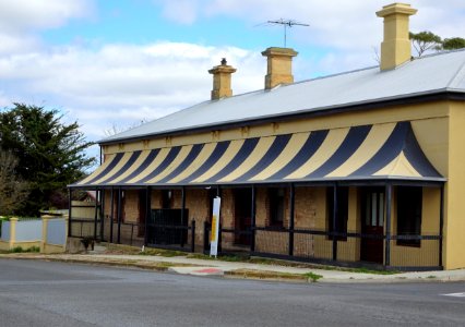 Milang. The Lake Hotel first licensed in 1856 just after the River Murray paddle steam trade began. Oldest part on the right. Additions made later in the 19th century.
