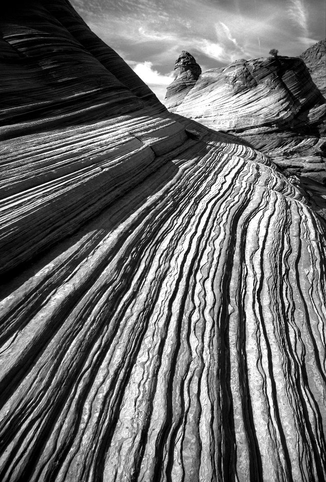 The Wave, Paria Canyon Wilderness, far northern Arizona, Mar 1987 -BW (18)