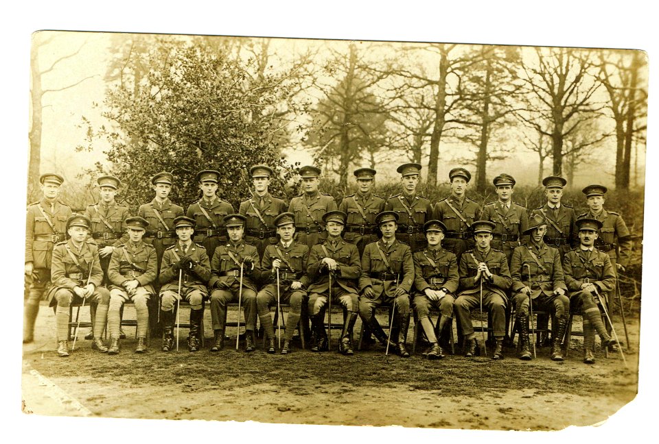 Postcard Photograph, officers of WWI. England? 1916 or later.