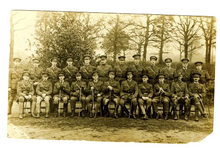 Postcard Photograph, officers of WWI. England? 1916 or later.