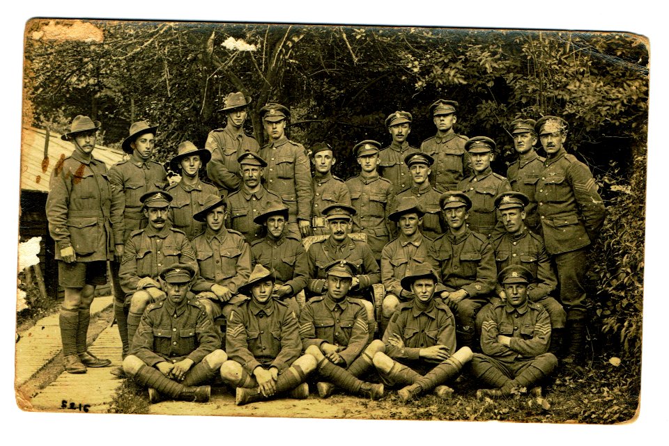 Postcard Photograph of unknown officers, both Australian and English?, 1916 or later.