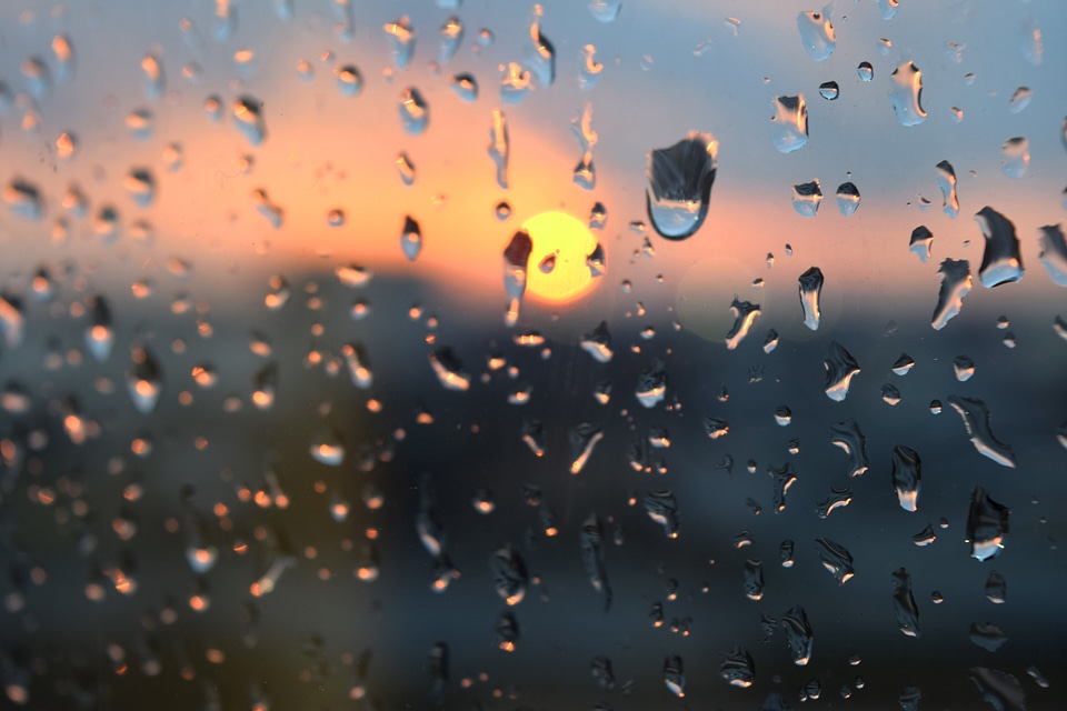 Window sunset raining photo