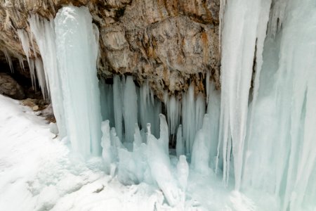 Icicle formations on travertine photo