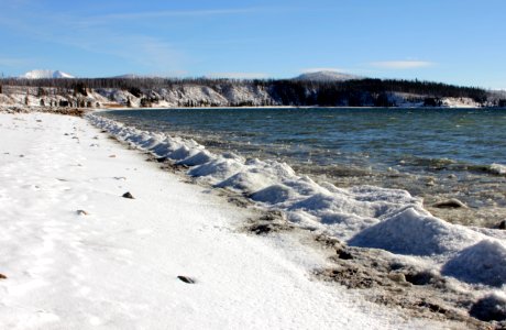 Ice along north shore of Yellowstone Lake