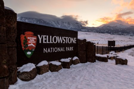 North Entrance sunset after a winter storm