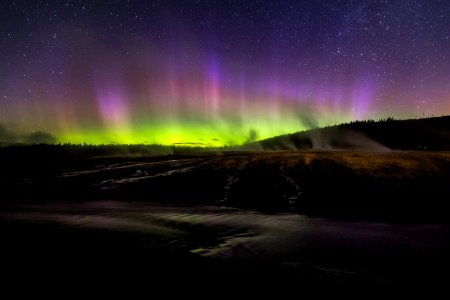 Aurora borealis, Upper Geyser Basin photo