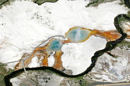 Aerial view of Black Sand Basin photo