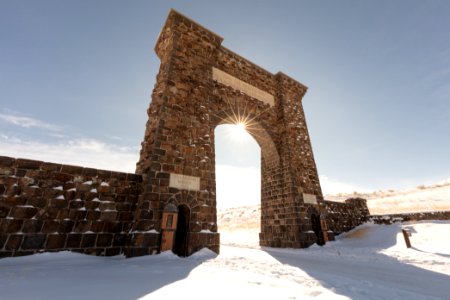 Sunny winter day at Roosevelt Arch