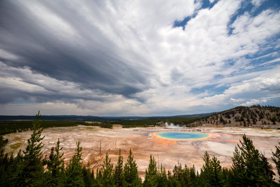 Building storm over Grand Prismatic Spring