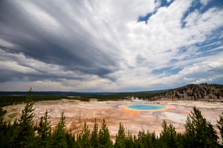 Building storm over Grand Prismatic Spring photo
