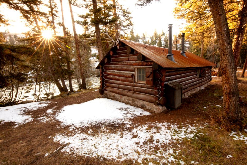 Fall sunrise at Hellroaring Patrol Cabin