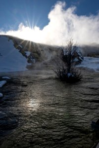 Sun reflecting in the water of Palette Spring