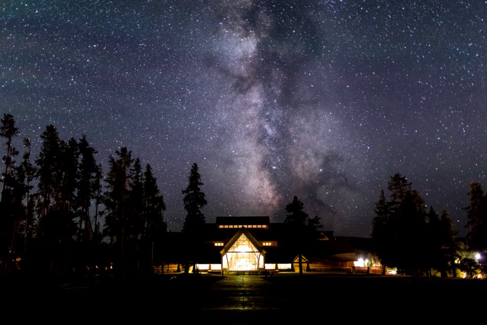 Milky Way rising over the Old Faithful Visitor Education Center photo