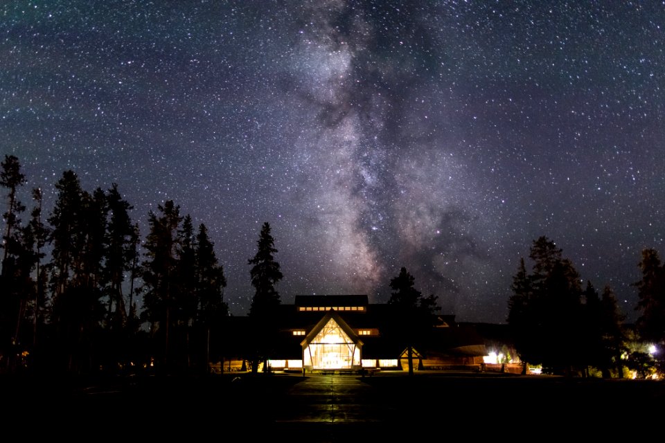 Milky Way rising over the Old Faithful Visitor Education Center