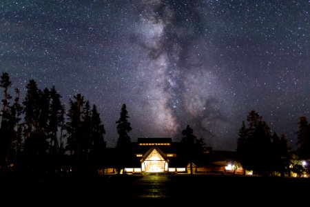 Milky Way rising over the Old Faithful Visitor Education Center