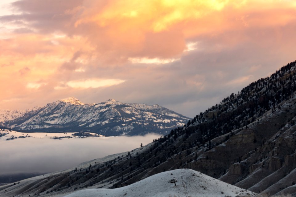 Spring sunrise from Mammoth Hot Springs
