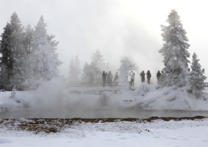 Visitors at Leather Pool in Lower Geyser Basin photo