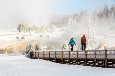 Exploring the boardwalks near Castle Geyser