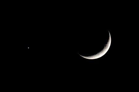Crescent moon and Venus photo
