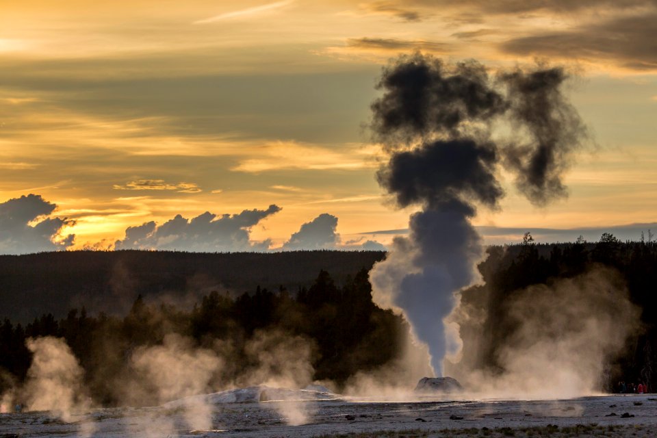 Lion Geyser at sunset