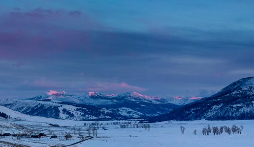 Evening alpenglow in Lamar Valley photo