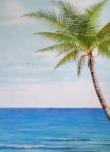 Painting palm sea