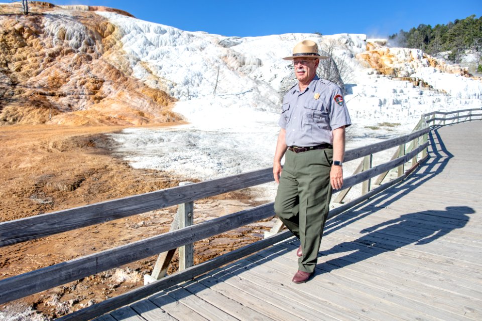 Dan Wenk on the Mammoth Hot Springs boardwalks (2) photo