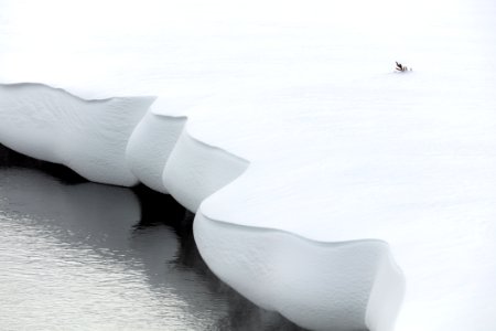 Deep snow along the bank of the Gibbon River