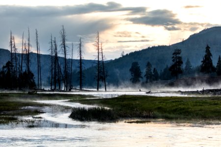 Steam rising from the Madison River (2) photo