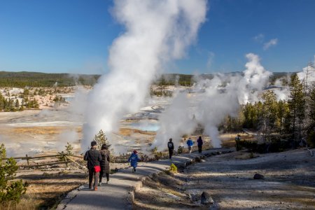 Visitors at Norris Geyser Basin photo