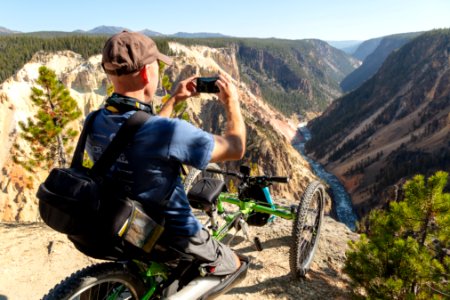 Photographing the Grand Canyon of the Yellowstone from an off-road wheelchair photo