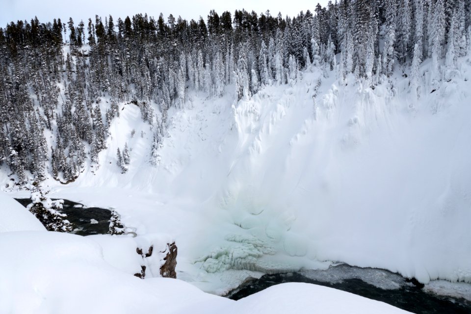 View of river at brink of the Upper Falls of the Yellowstone