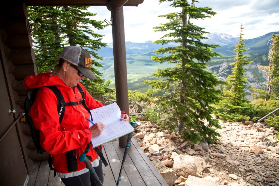 Signing the register on Bunsen Peak